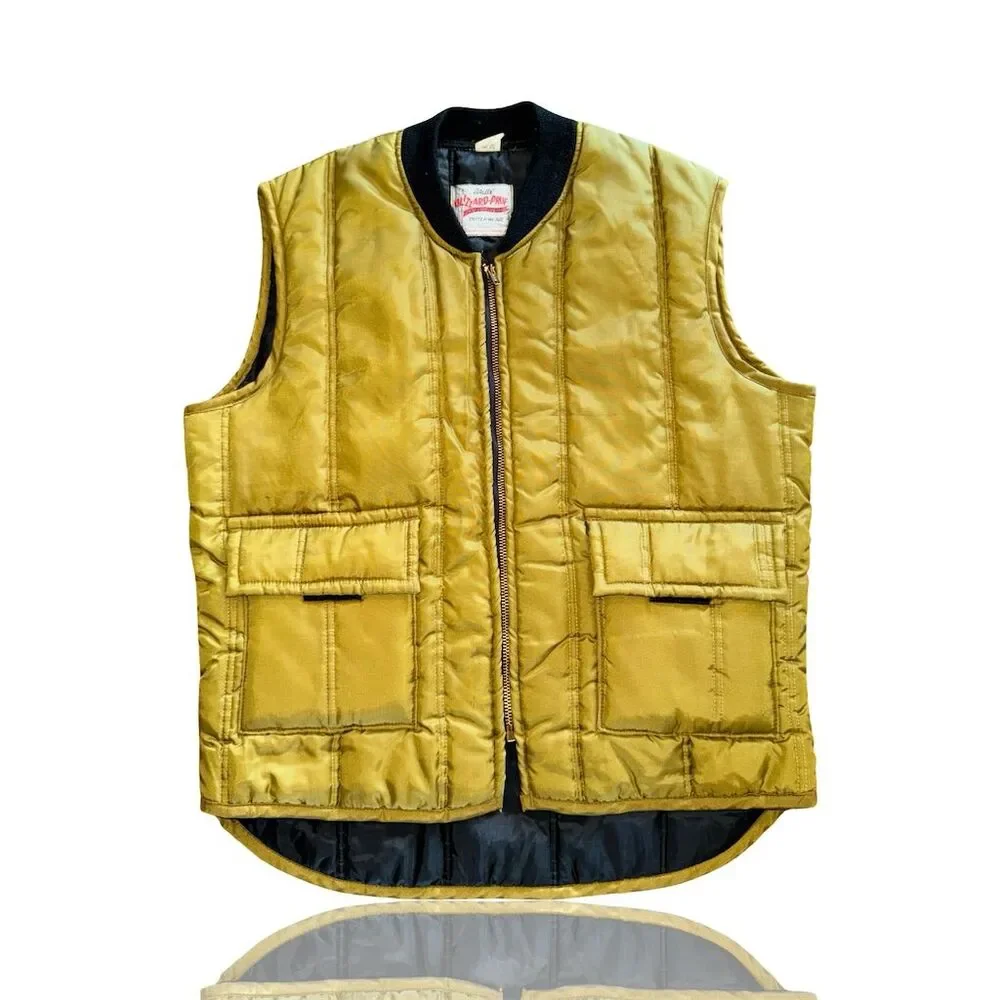 Walls Vintage Men's Quilted Vest Gold Medium Casual Fall Outerwear Medium